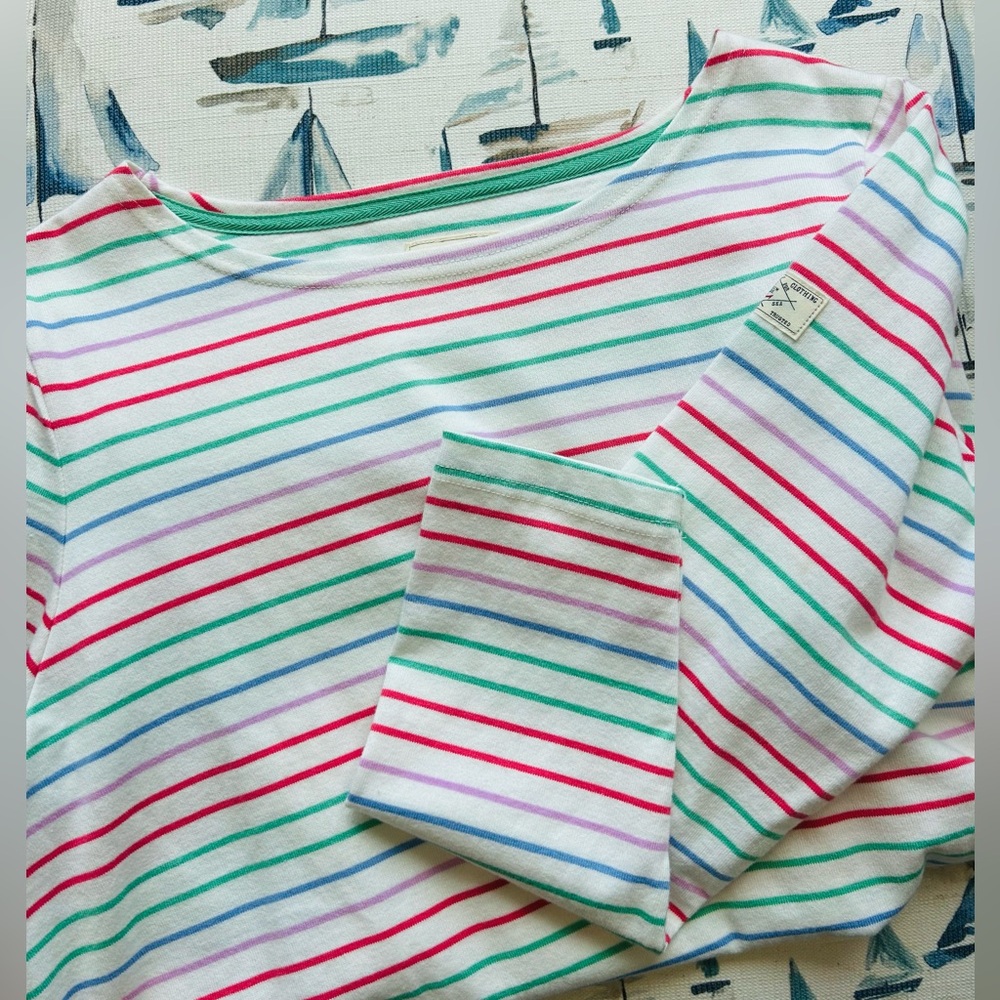 Joules Multicolor Striped Soft Knit Long Sleeve Top Size 14